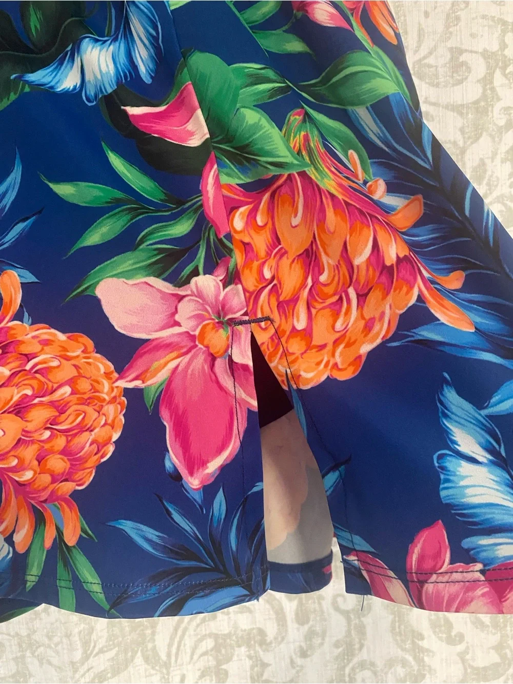 Talbots + Miraclesuit Vented Tropical Floral Beach Swim Skirt Blue Pink 20W